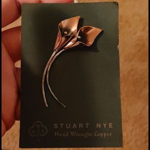 Stuart Nye Copper/Silver Calla Lily Brooch